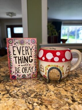 Natural Life Home Bundle - Mushroom House Mug & Cute Sign